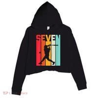 7th Birthday Retro Baseball 7 Years Old Crop Fleece Hoodie thumb 0