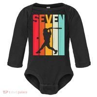 7th Birthday Retro Baseball 7 Years Old Baby Long Sleeve Bodysuit thumb 0