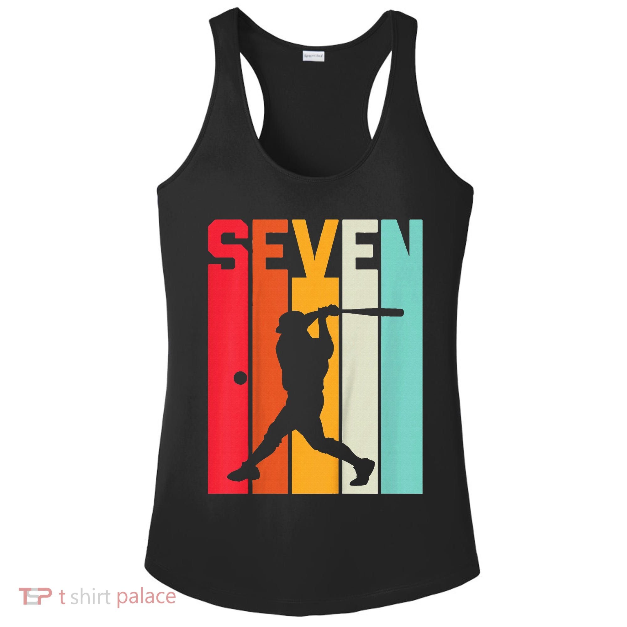 7th Birthday Retro Baseball 7 Years Old Ladies PosiCharge Competitor Racerback Tank