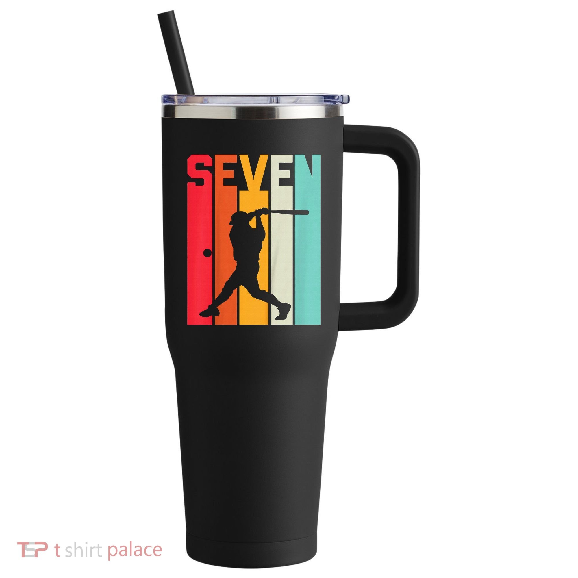 7th Birthday Retro Baseball 7 Years Old 40oz Vacuum Insulated Stainless Steel Travel Tumbler