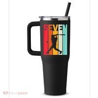 7th Birthday Retro Baseball 7 Years Old 40oz Vacuum Insulated Stainless Steel Travel Tumbler thumb 2