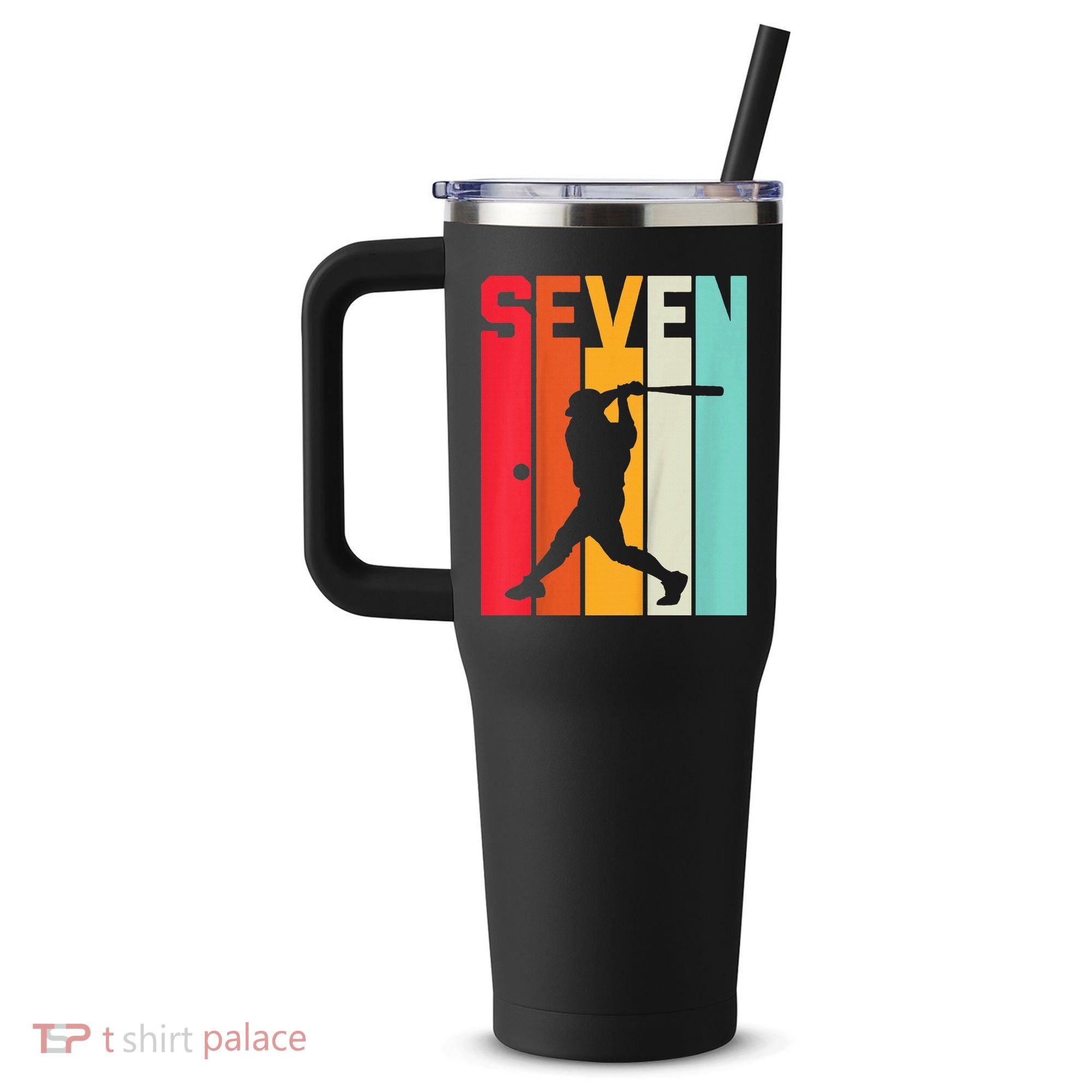 7th Birthday Retro Baseball 7 Years Old 40oz Vacuum Insulated Stainless Steel Travel Tumbler