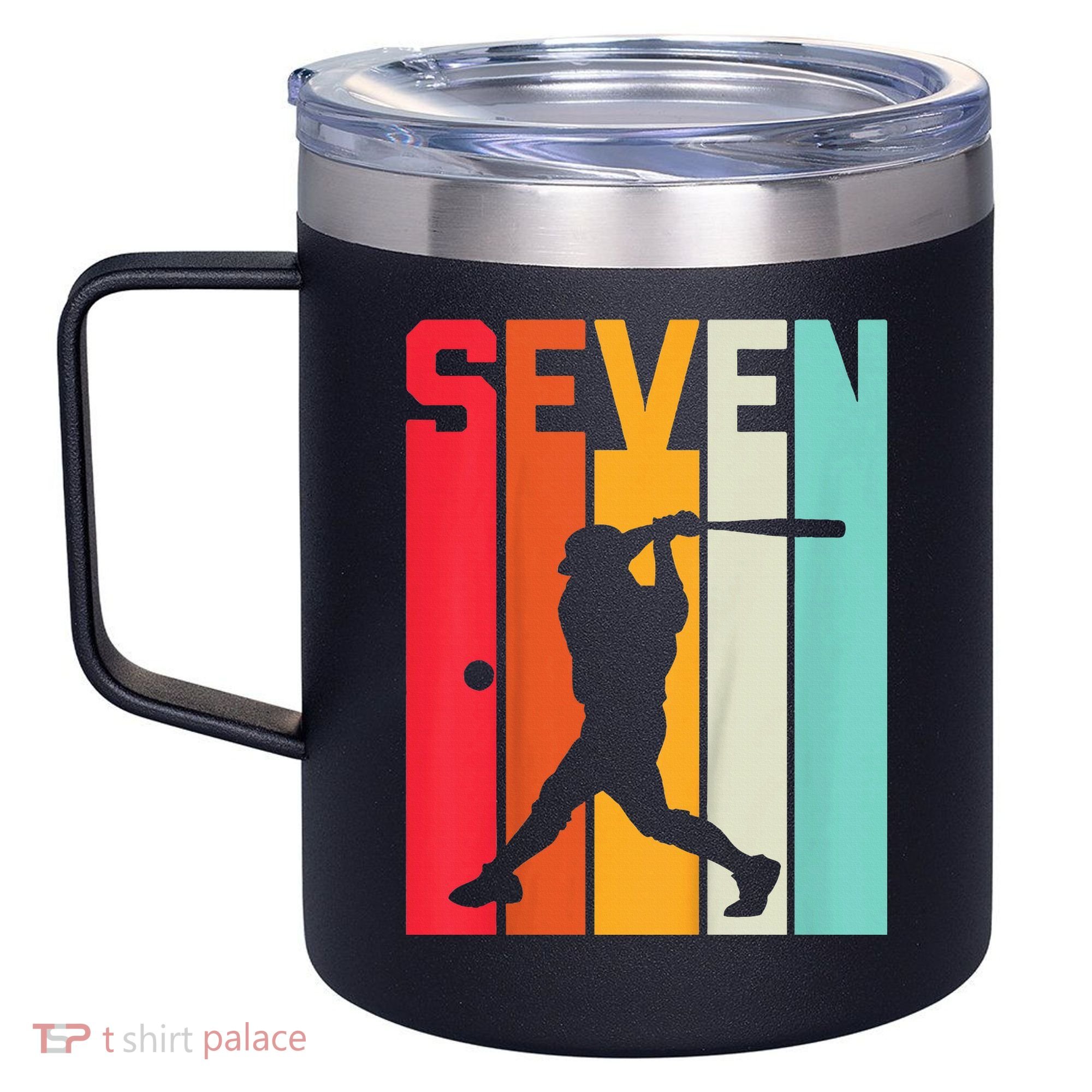 7th Birthday Retro Baseball 7 Years Old 12oz Stainless Steel Coffee Mug