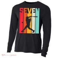 7th Birthday Retro Baseball 7 Years Old Cooling Performance Long Sleeve Crew thumb 0