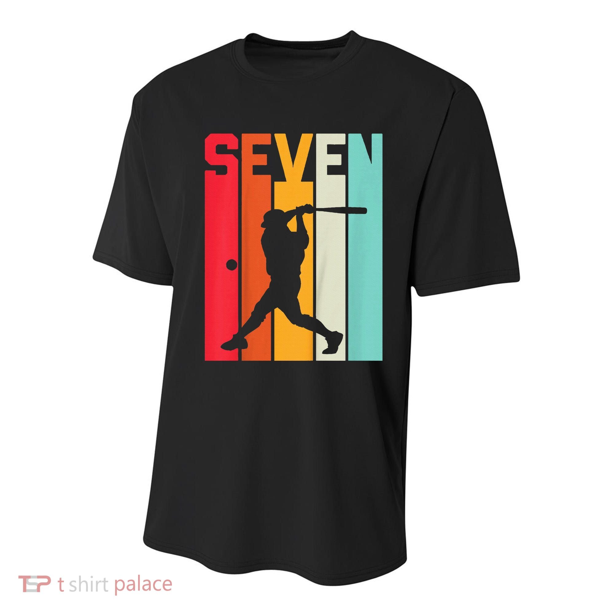7th Birthday Retro Baseball 7 Years Old Youth Performance Sprint T-Shirt