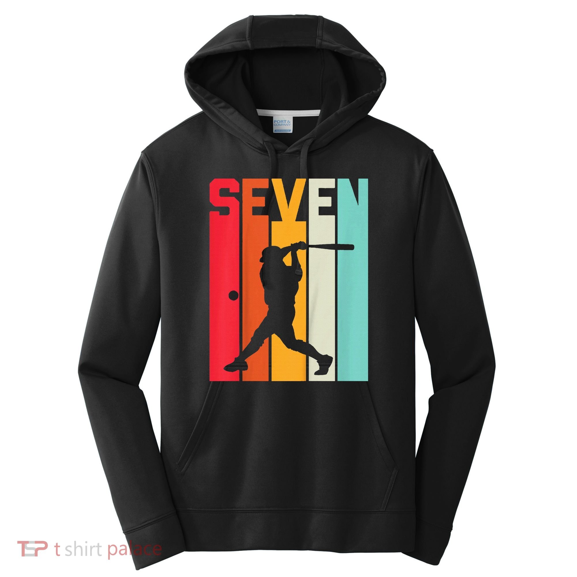 7th Birthday Retro Baseball 7 Years Old Performance Fleece Hoodie