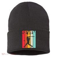 7th Birthday Retro Baseball 7 Years Old Sustainable Knit Beanie thumb 0