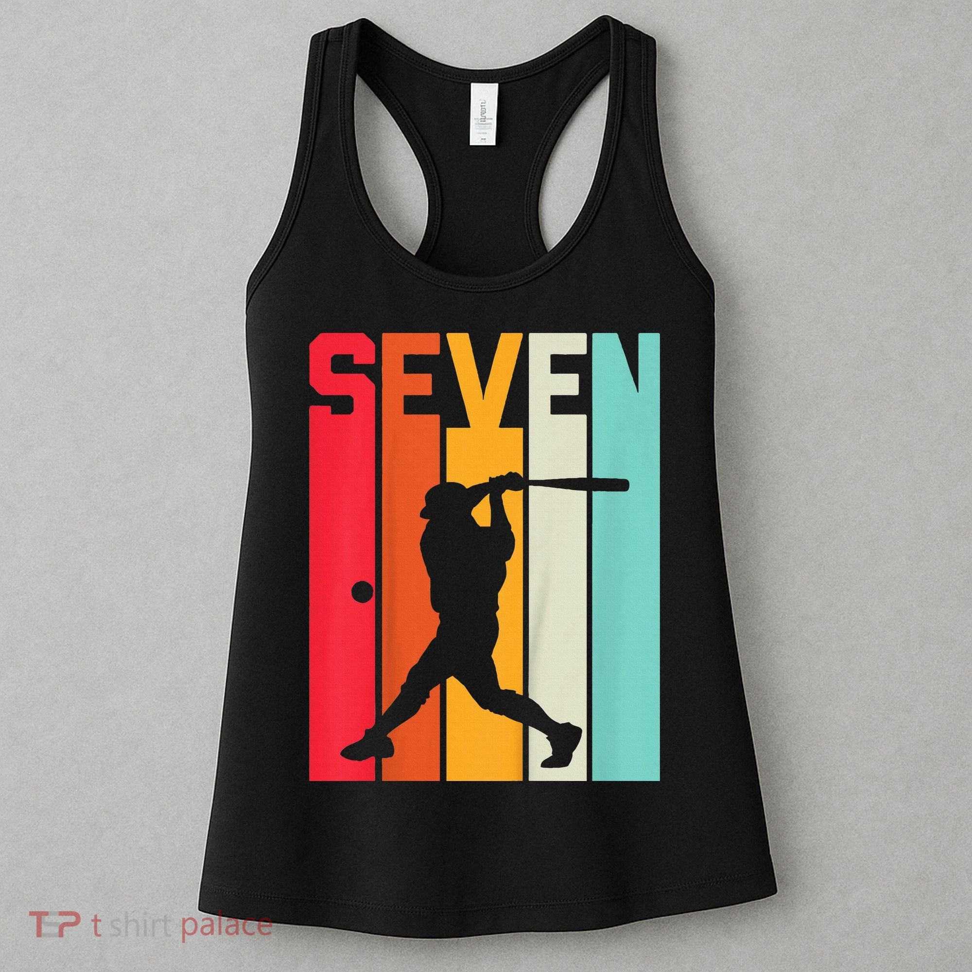 7th Birthday Retro Baseball 7 Years Old Women's Tank Top