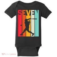 7th Birthday Retro Baseball 7 Years Old Baby Bodysuit thumb 0