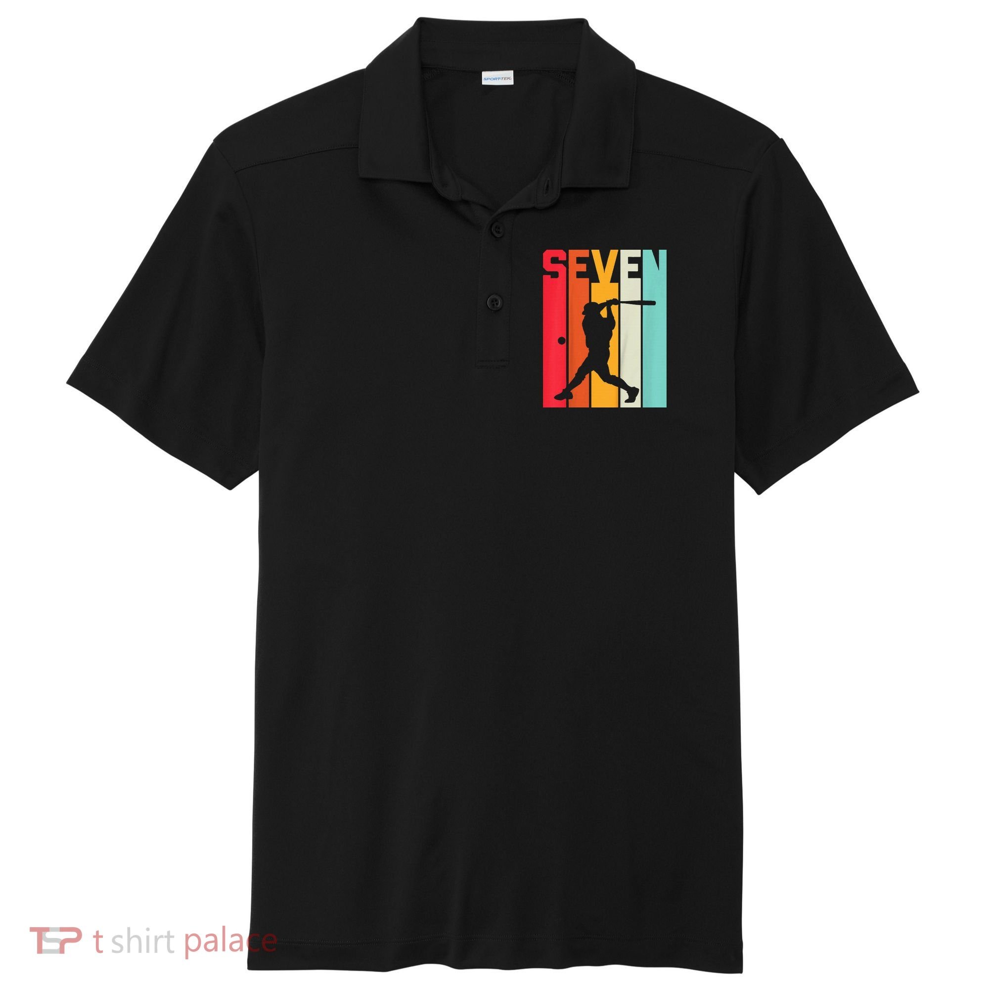 7th Birthday Retro Baseball 7 Years Old Sport-Tek Posi-UV Pro Polo