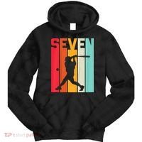 7th Birthday Retro Baseball 7 Years Old Tie Dye Hoodie thumb 0