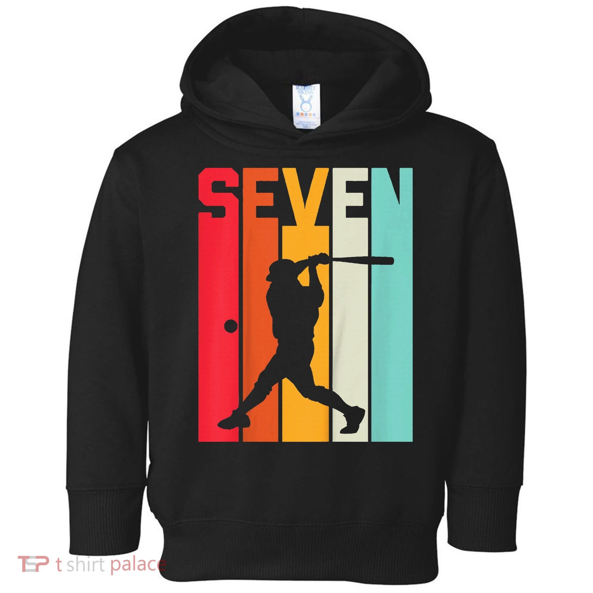 7th Birthday Retro Baseball 7 Years Old Toddler Hoodie