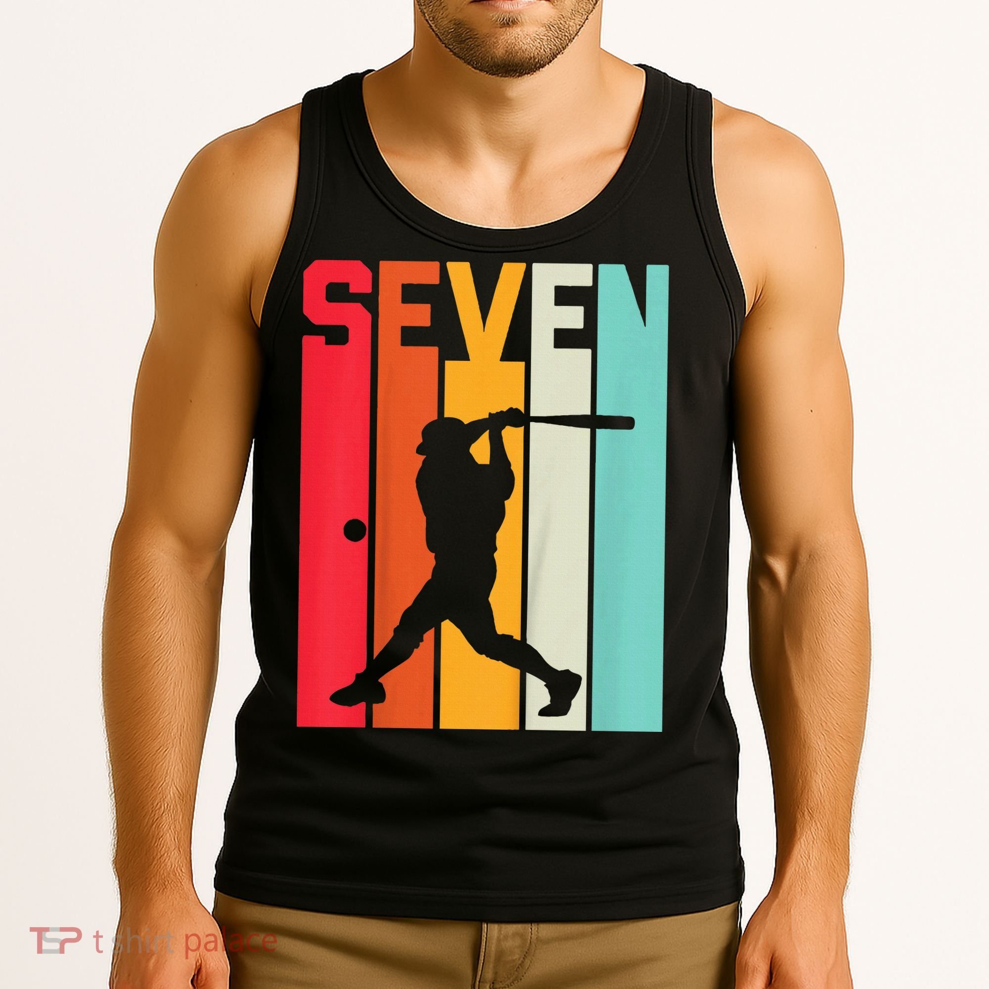 7th Birthday Retro Baseball 7 Years Old Tank Top