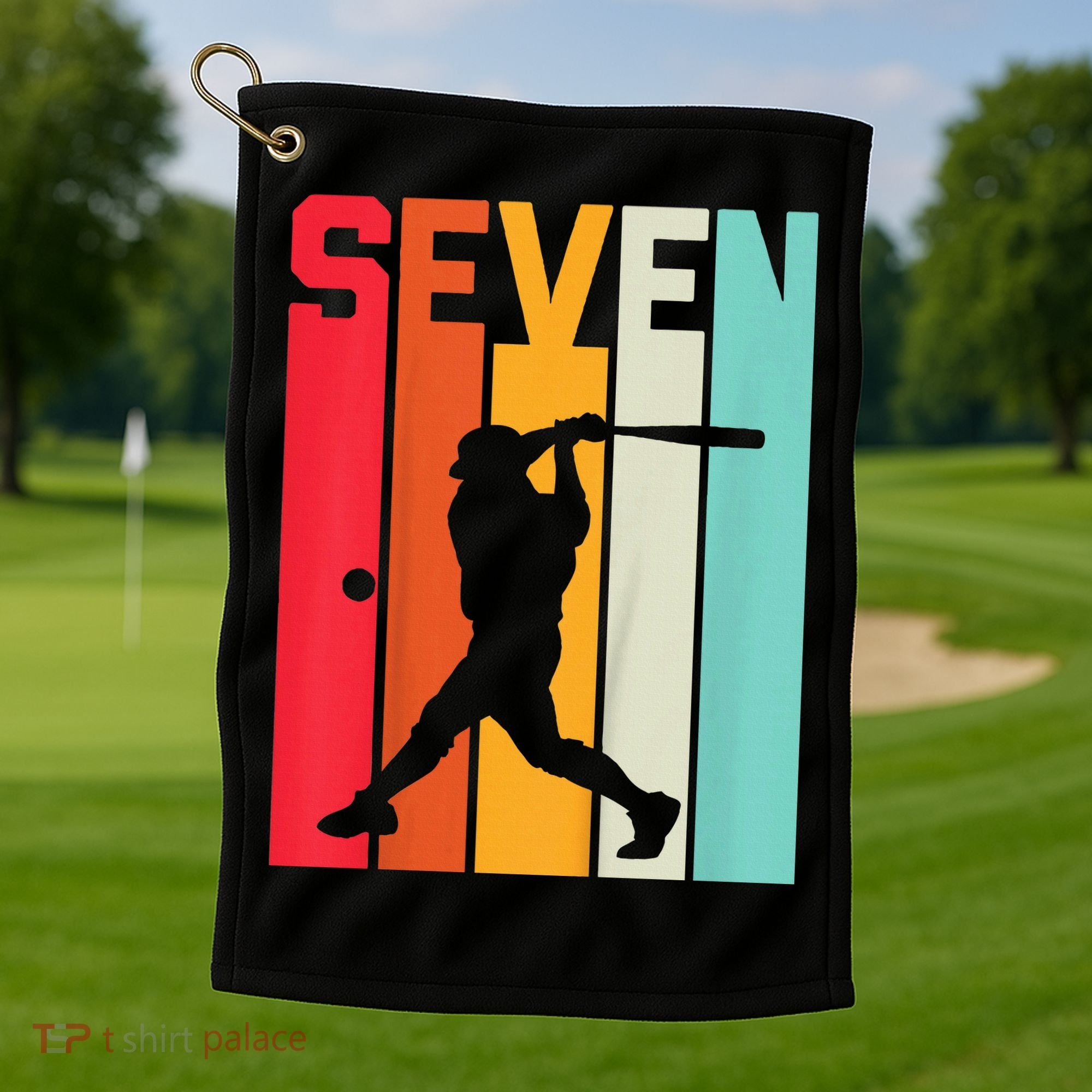 7th Birthday Retro Baseball 7 Years Old Golf Towel