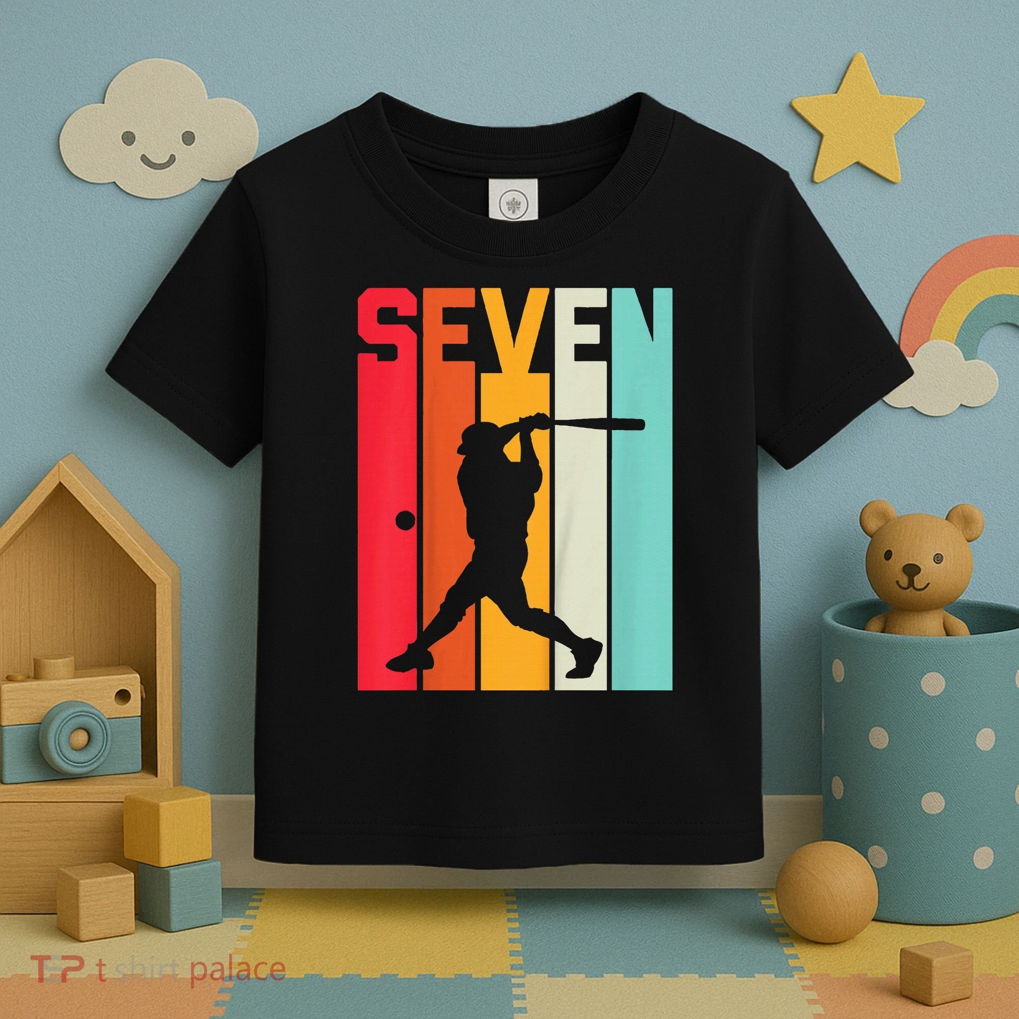 7th Birthday Retro Baseball 7 Years Old Toddler T-Shirt