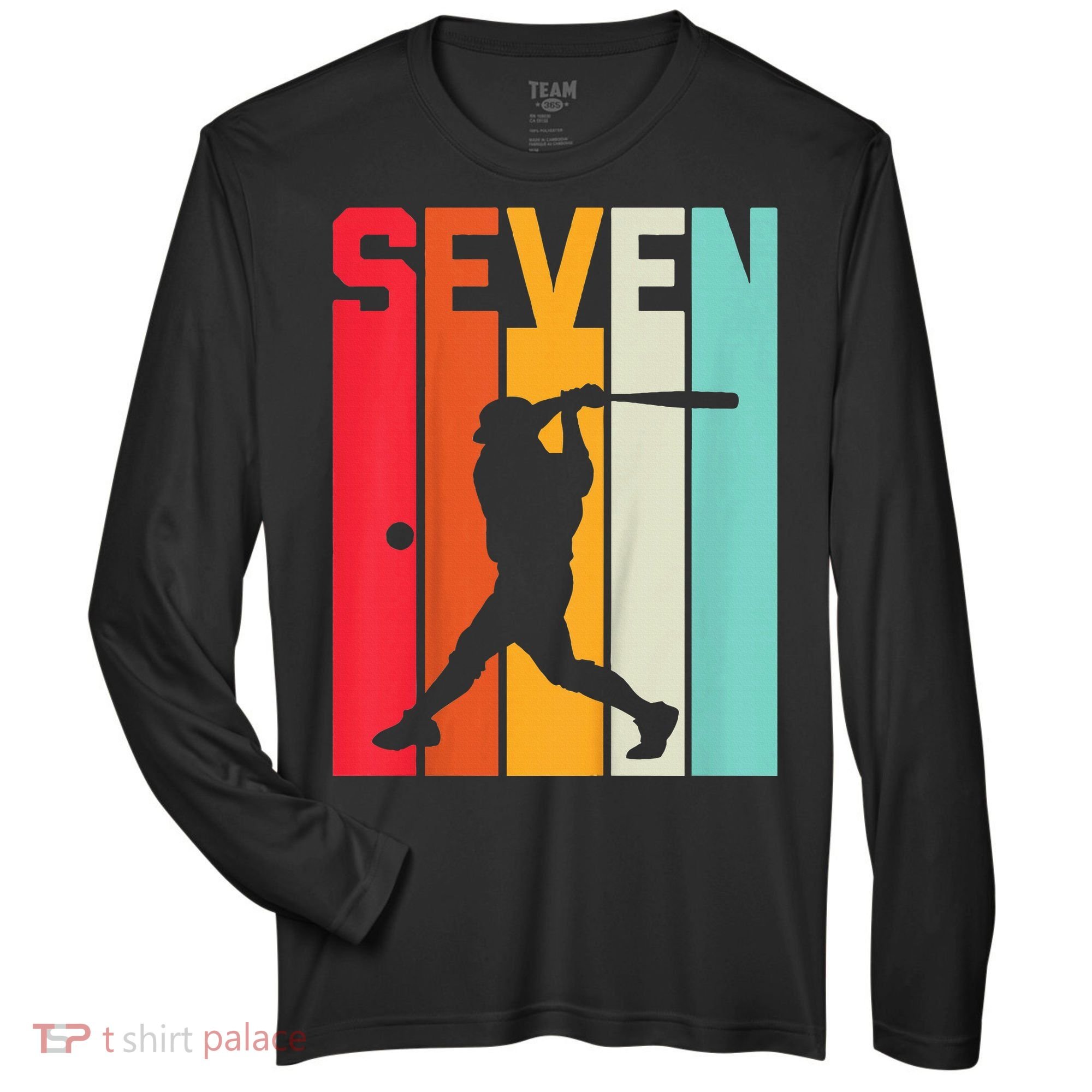 7th Birthday Retro Baseball 7 Years Old Zone Performance Long-Sleeve T-Shirt