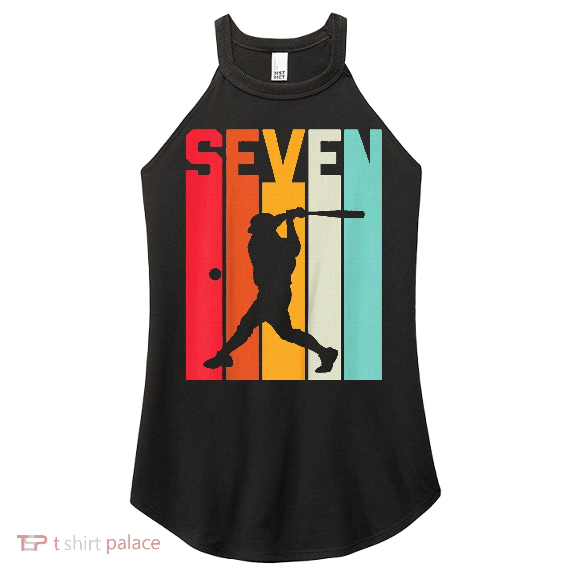 7th Birthday Retro Baseball 7 Years Old Women's Perfect Tri Rocker Tank