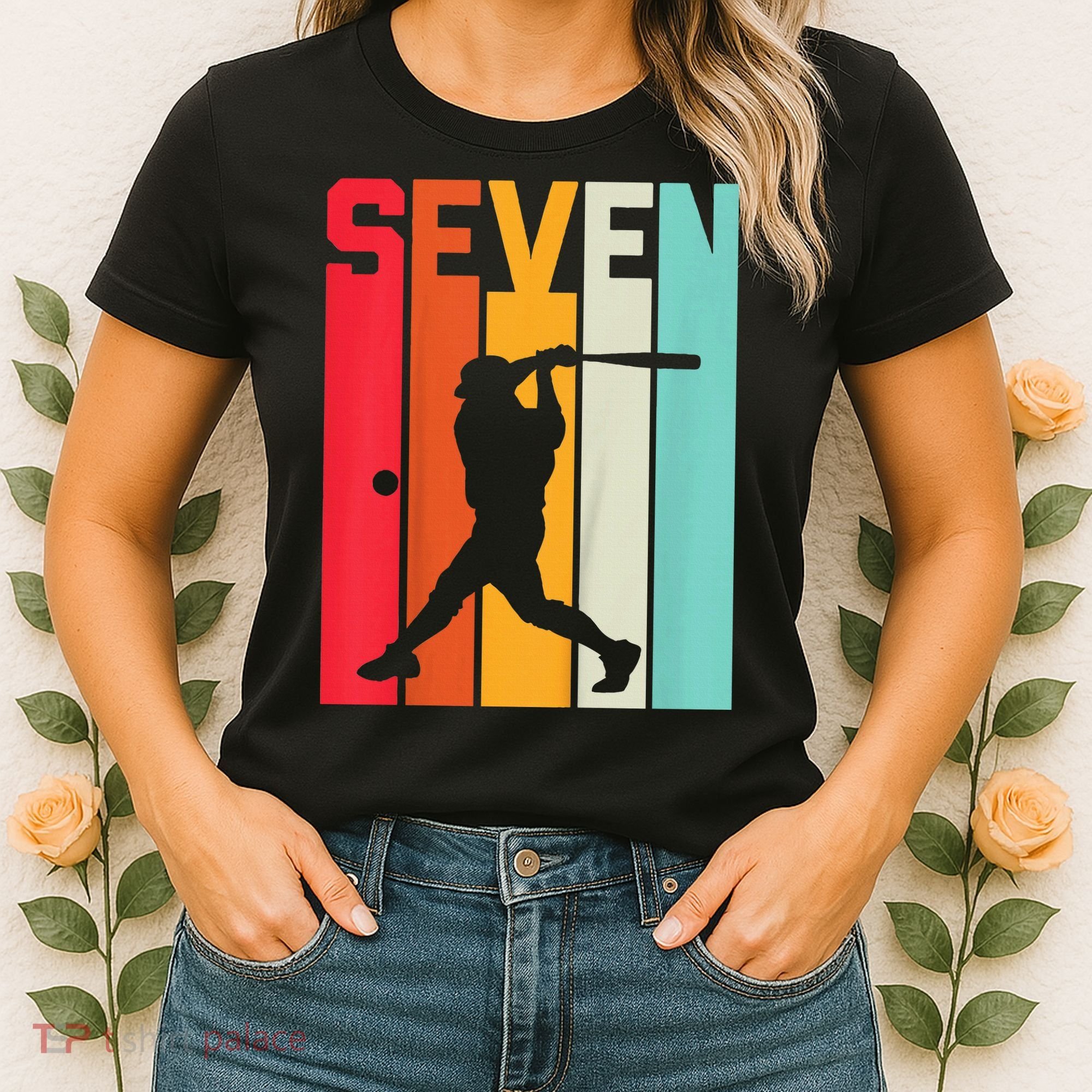 7th Birthday Retro Baseball 7 Years Old Women's T-Shirt