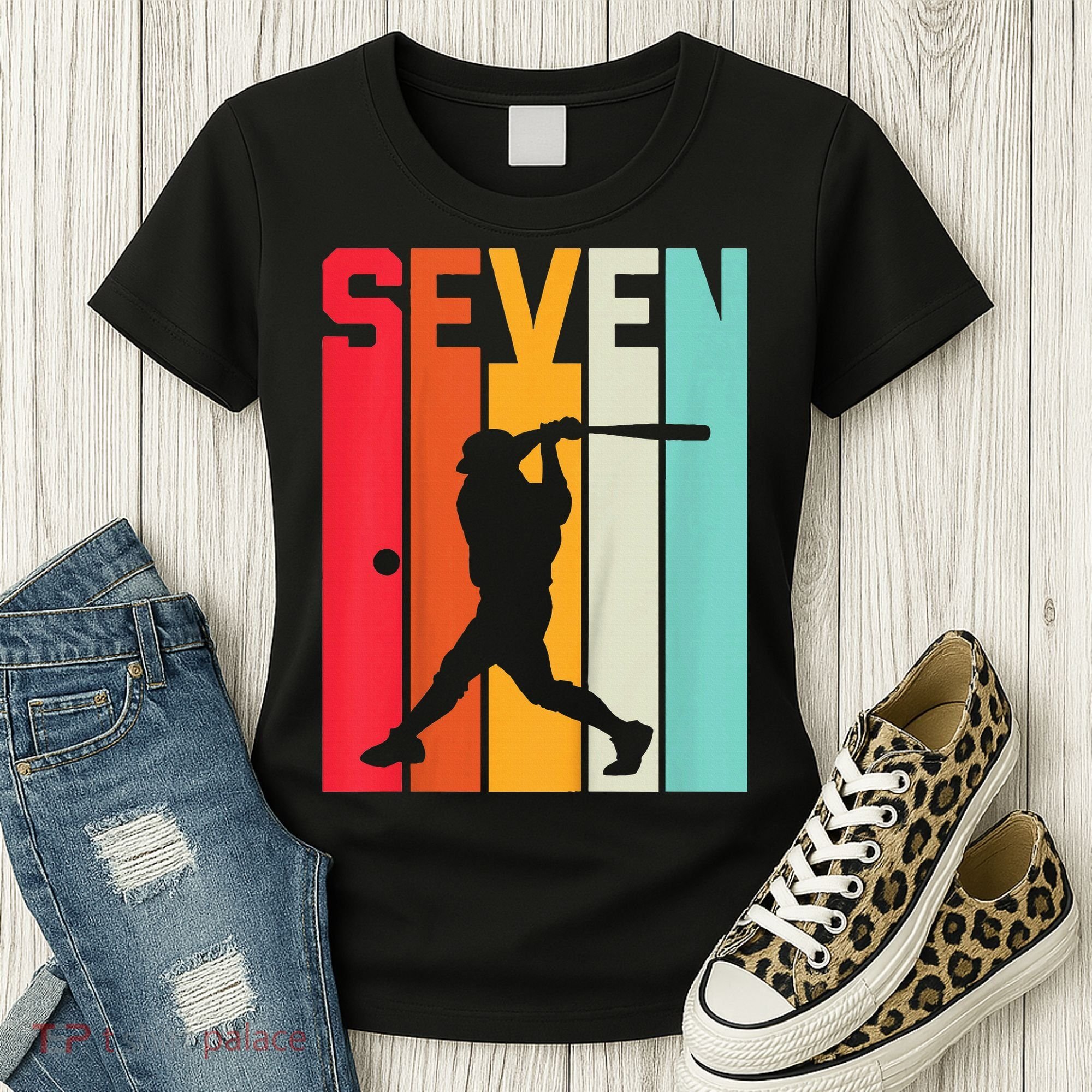 7th Birthday Retro Baseball 7 Years Old Women's T-Shirt