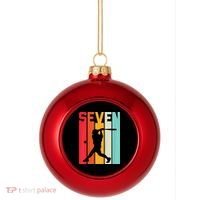 7th Birthday Retro Baseball 7 Years Old Plastic Christmas Ball Ornament thumb 0