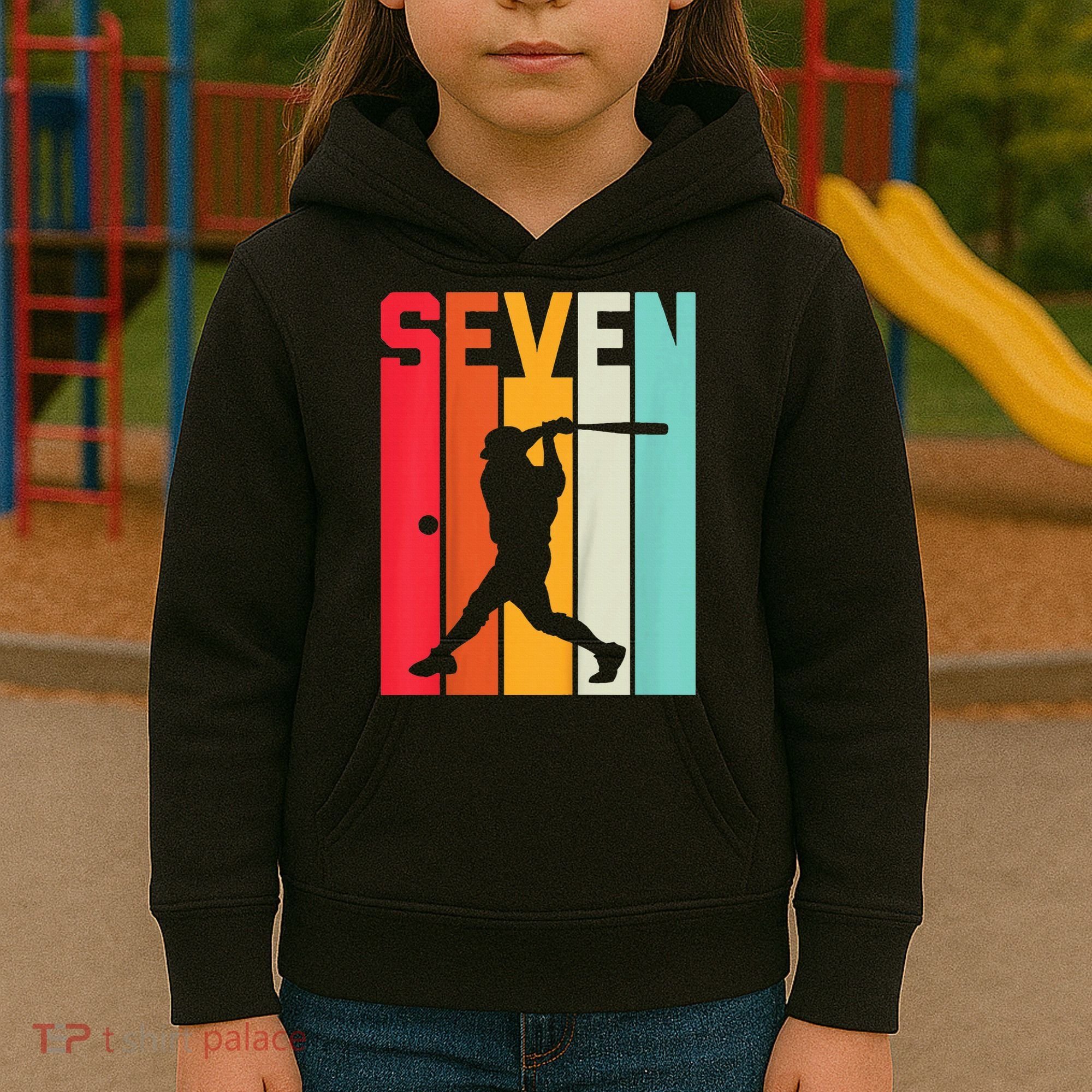 7th Birthday Retro Baseball 7 Years Old Kids Hoodie