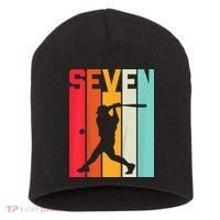7th Birthday Retro Baseball 7 Years Old Short Acrylic Beanie thumb 0