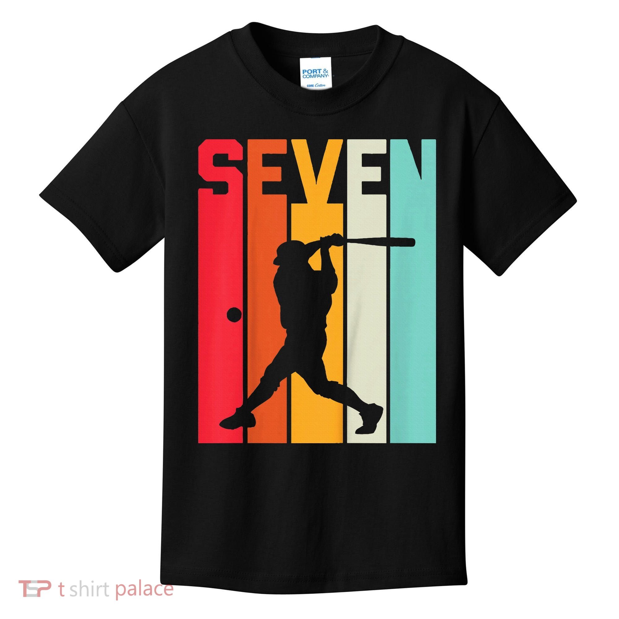 7th Birthday Retro Baseball 7 Years Old Kids T-Shirt