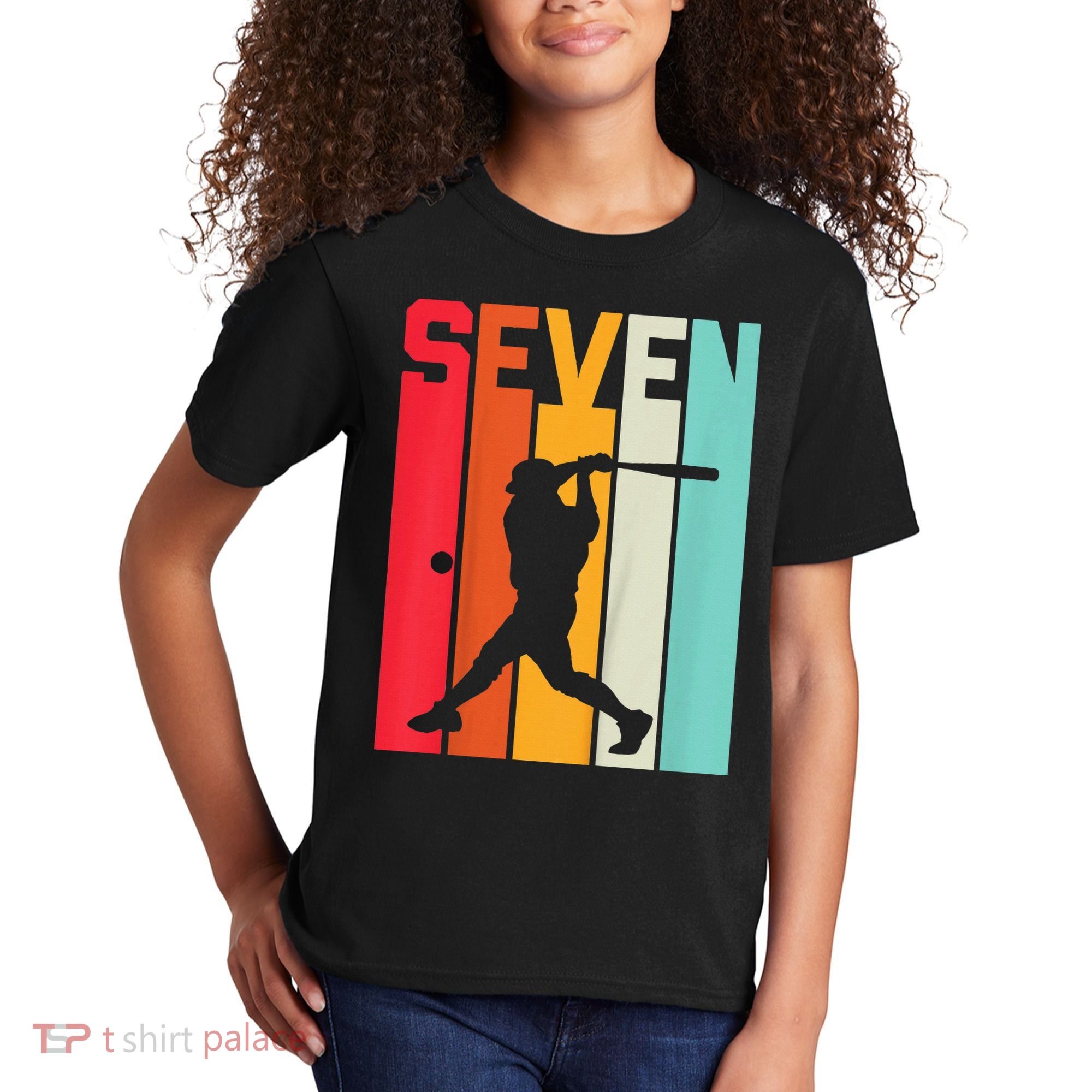 7th Birthday Retro Baseball 7 Years Old Kids T-Shirt