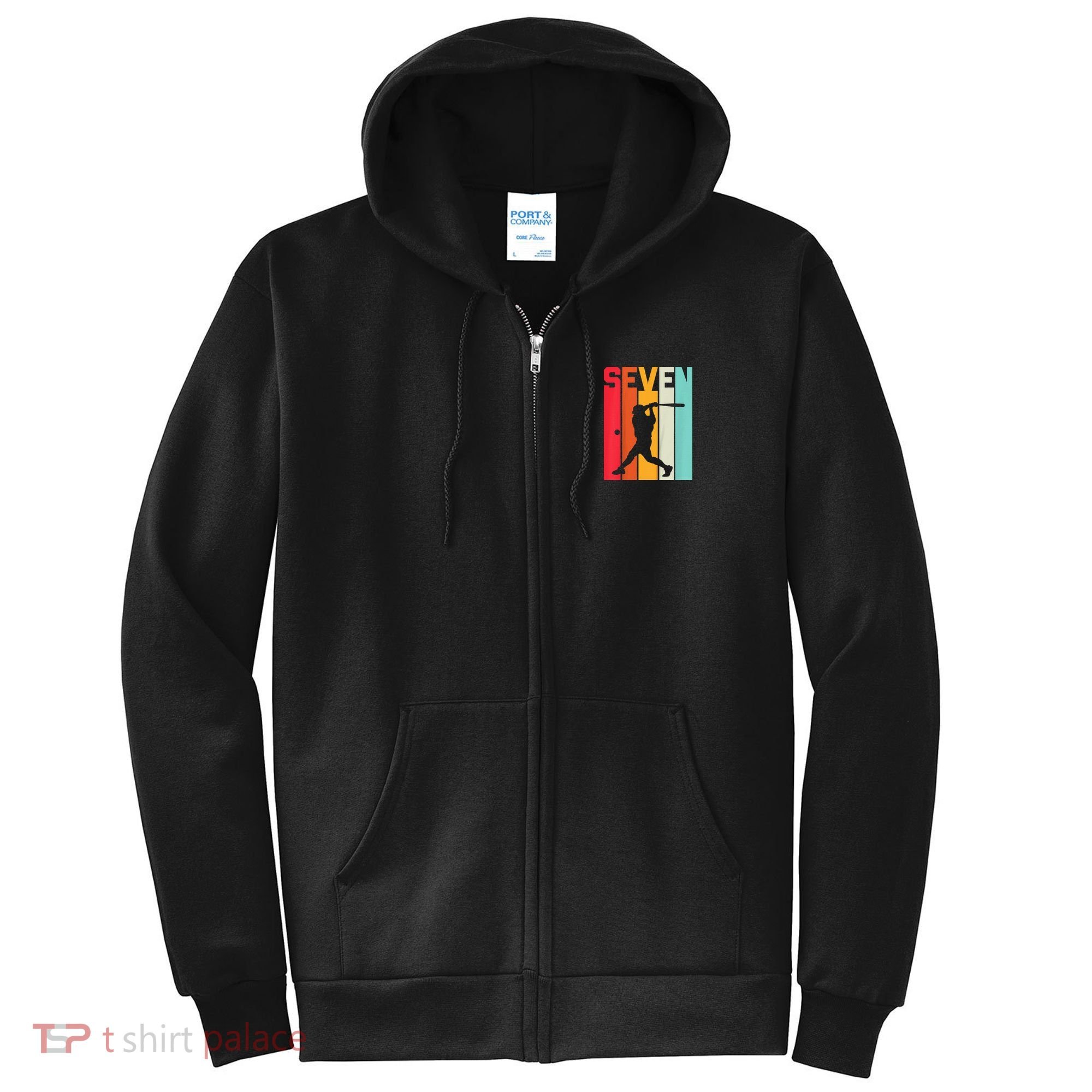 7th Birthday Retro Baseball 7 Years Old Full Zip Hoodie