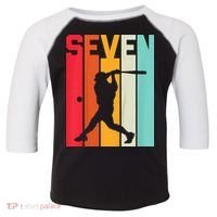 7th Birthday Retro Baseball 7 Years Old Toddler Fine Jersey T-Shirt thumb 0