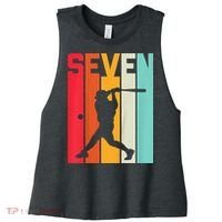 7th Birthday Retro Baseball 7 Years Old Women's Racerback Cropped Tank thumb 0