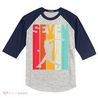 7th Birthday Retro Baseball 7 Years Old Kids Colorblock Raglan Jersey thumb 0