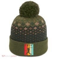 7th Birthday Retro Baseball 7 Years Old The Baniff Cuffed Pom Beanie thumb 0