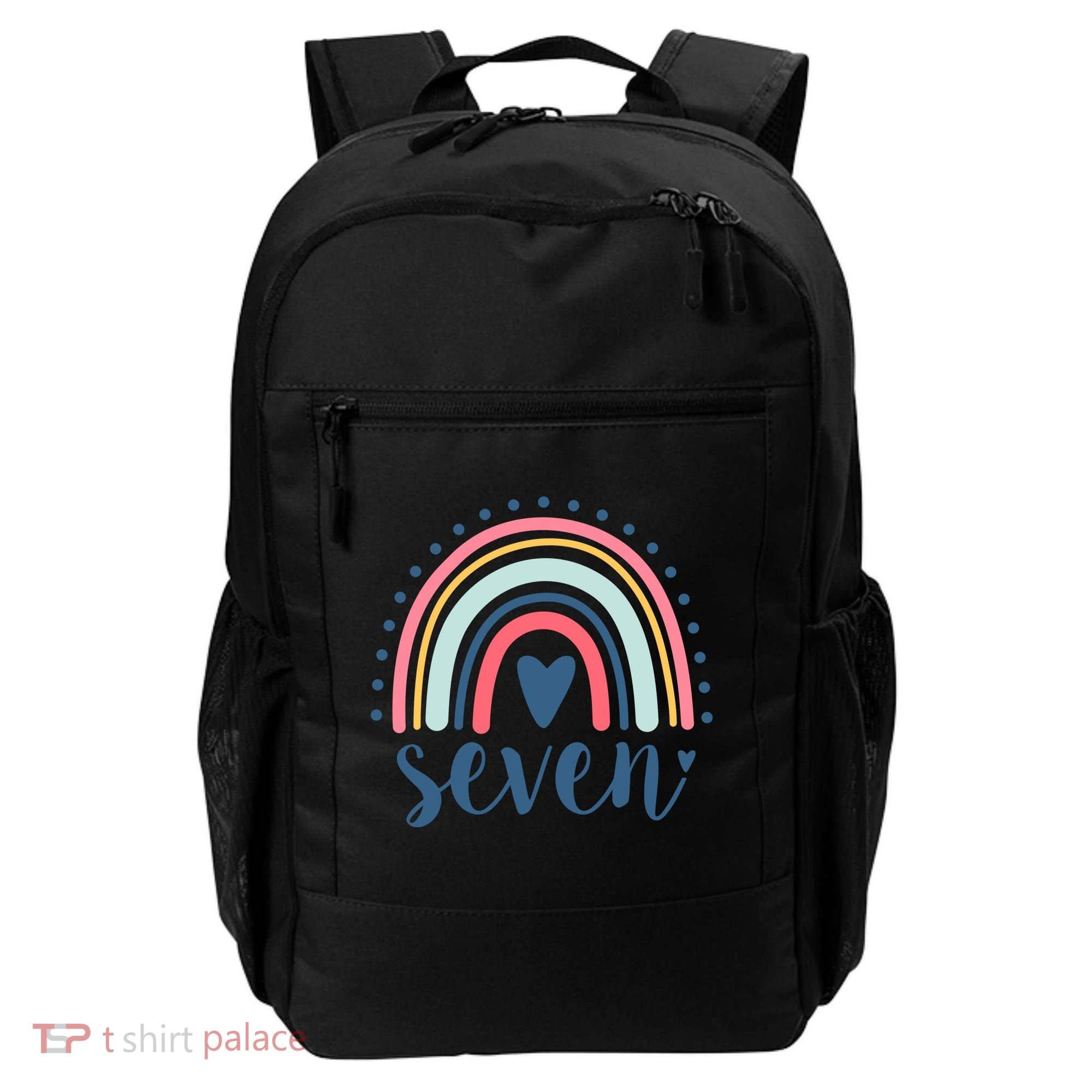 7th Birthday Rainbow Seven Year Old Cute Backpack
