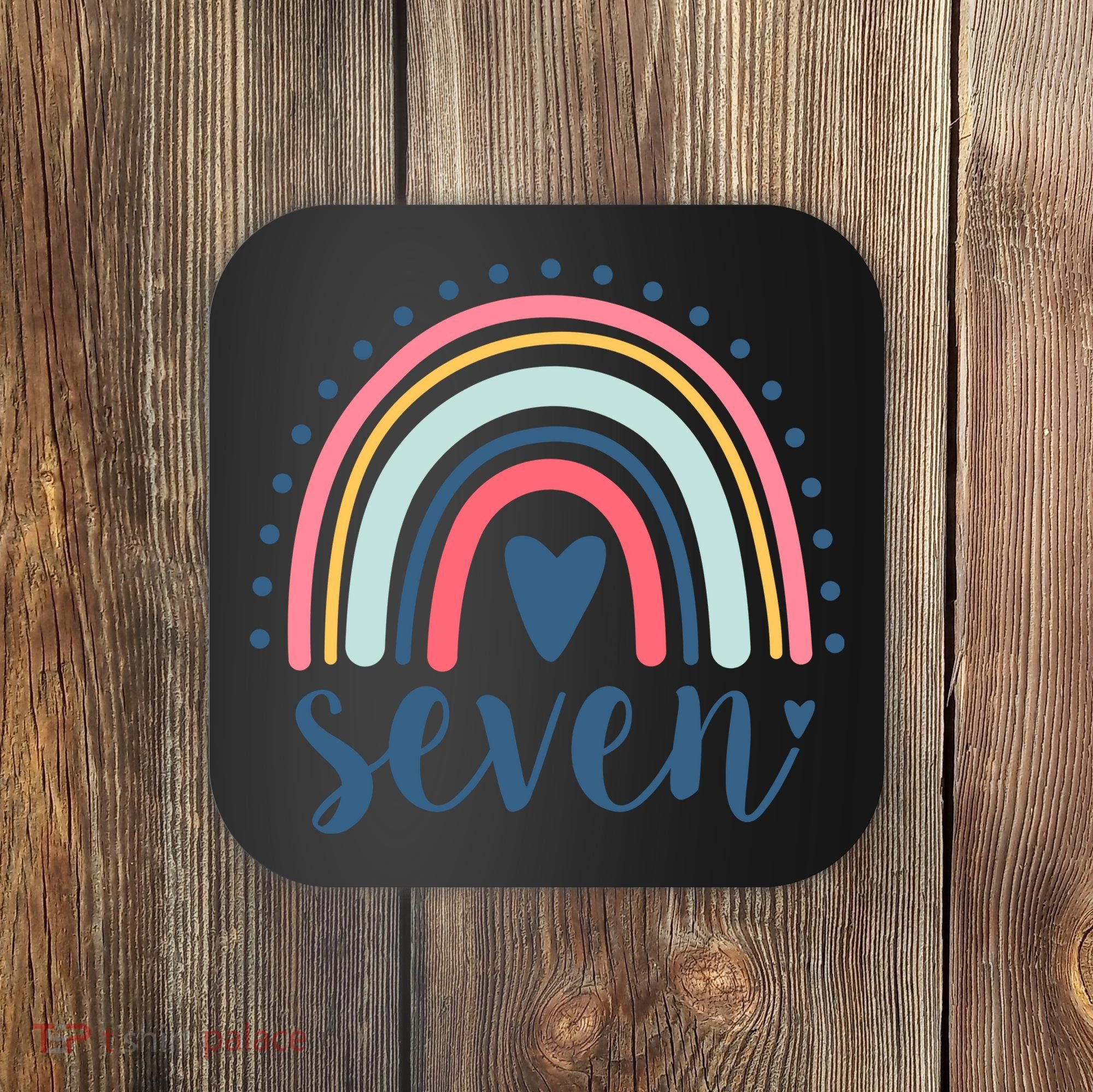 7th Birthday Rainbow Seven Year Old Cute Coaster