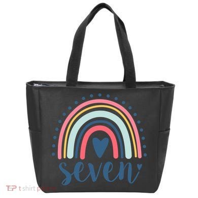 7th Birthday Rainbow Seven Year Old Cute Tote Bag