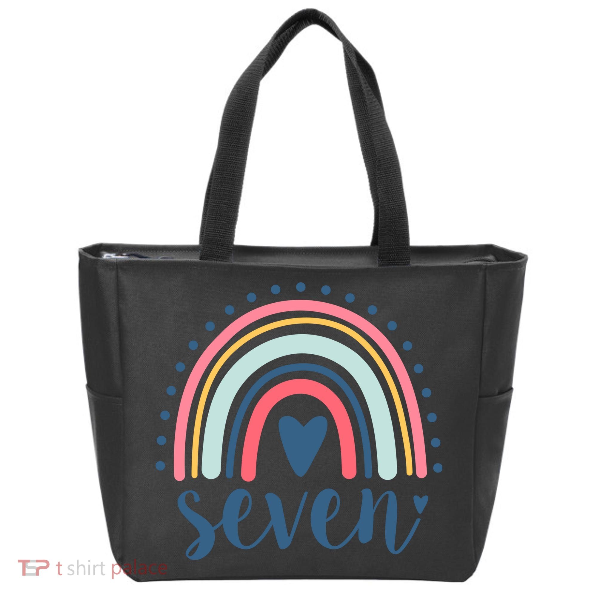 7th Birthday Rainbow Seven Year Old Cute Tote Bag
