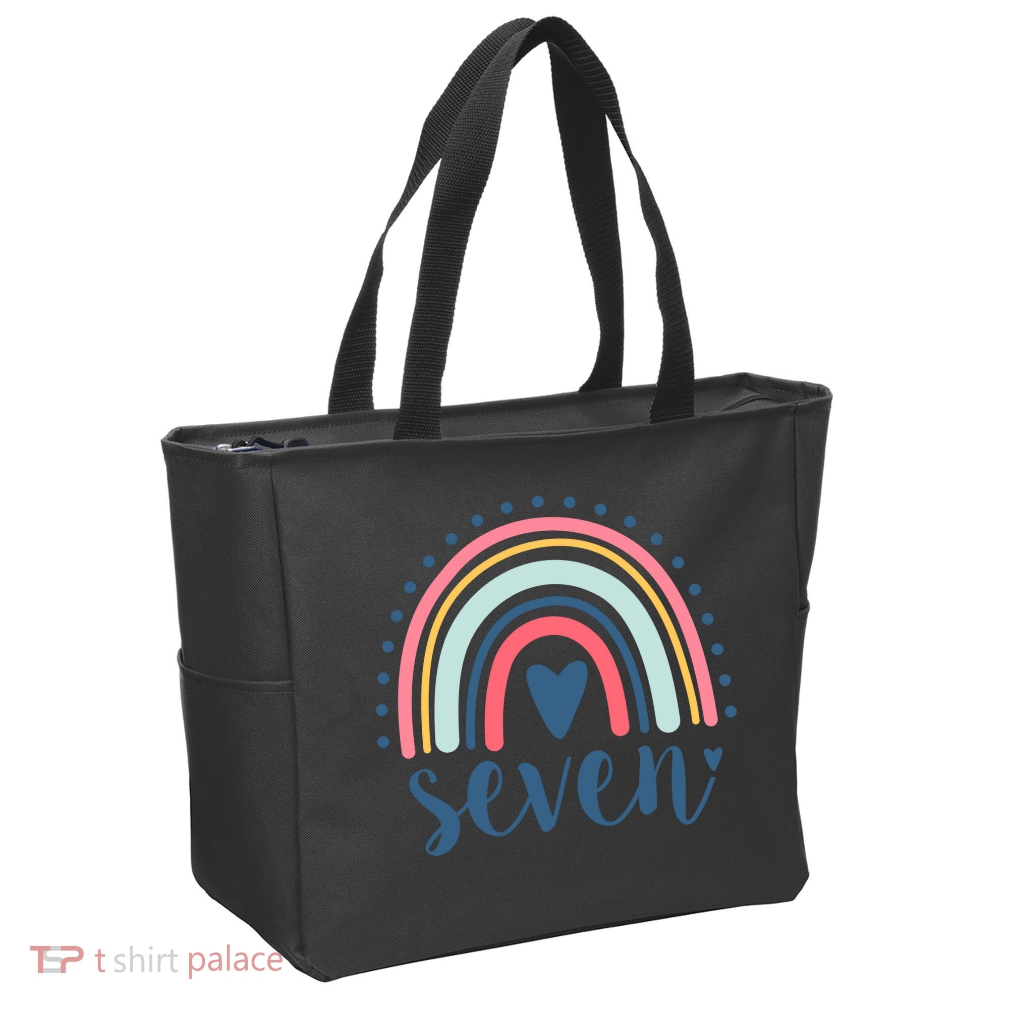 7th Birthday Rainbow Seven Year Old Cute Tote Bag