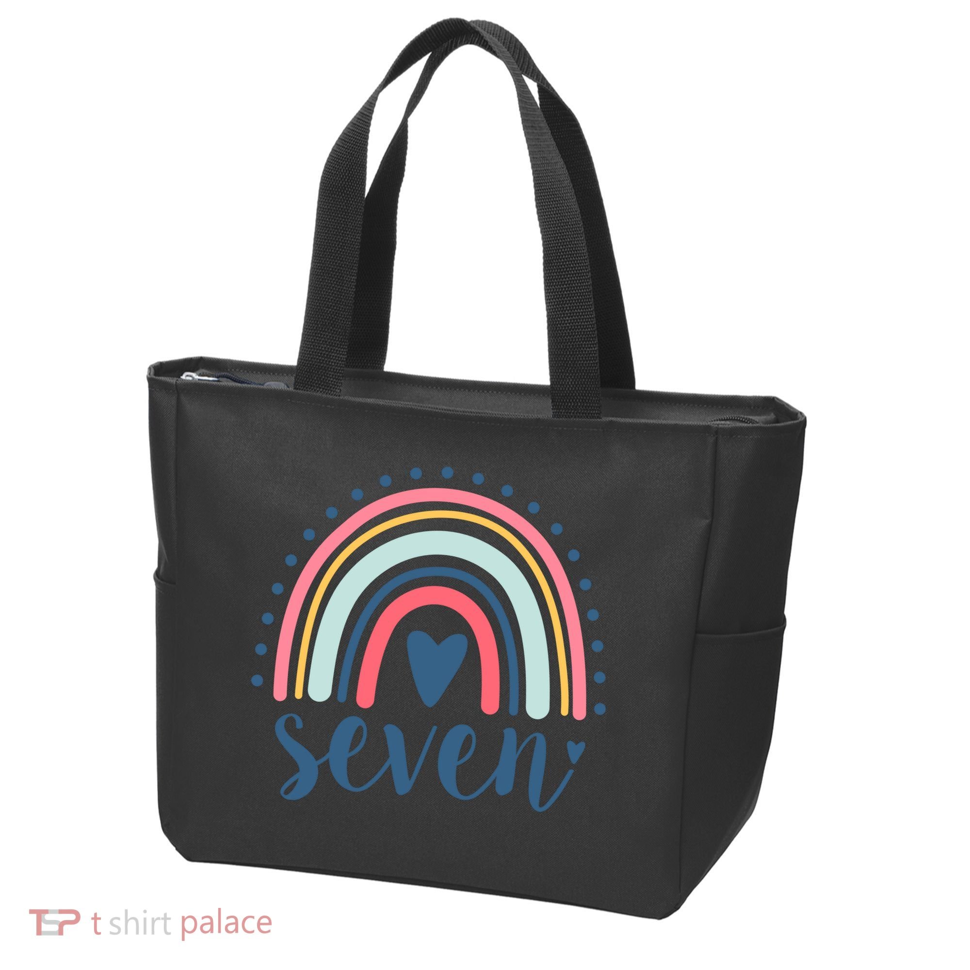 7th Birthday Rainbow Seven Year Old Cute Tote Bag