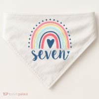 7th Birthday Rainbow Seven Year Old Cute USA-Made Doggie Bandana thumb 0