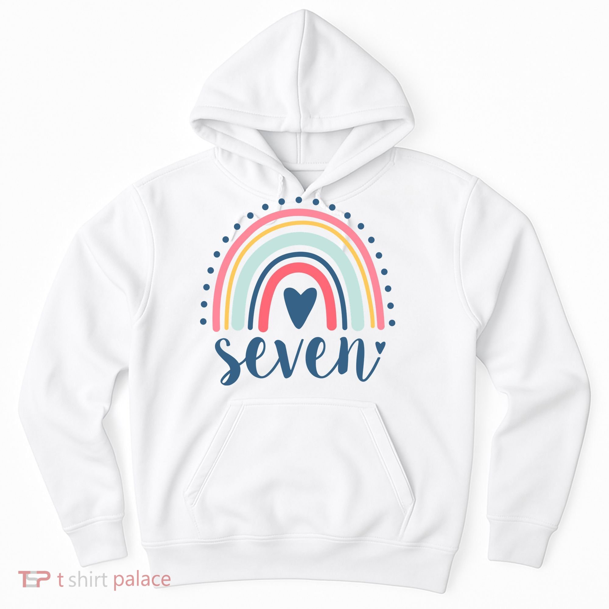 7th Birthday Rainbow Seven Year Old Cute Hoodie