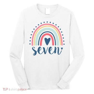 7th Birthday Rainbow Seven Year Old Cute Long Sleeve Shirt