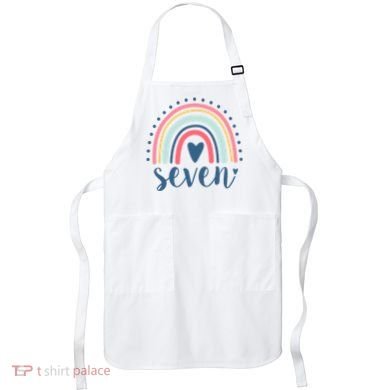 7th Birthday Rainbow Seven Year Old Cute Apron