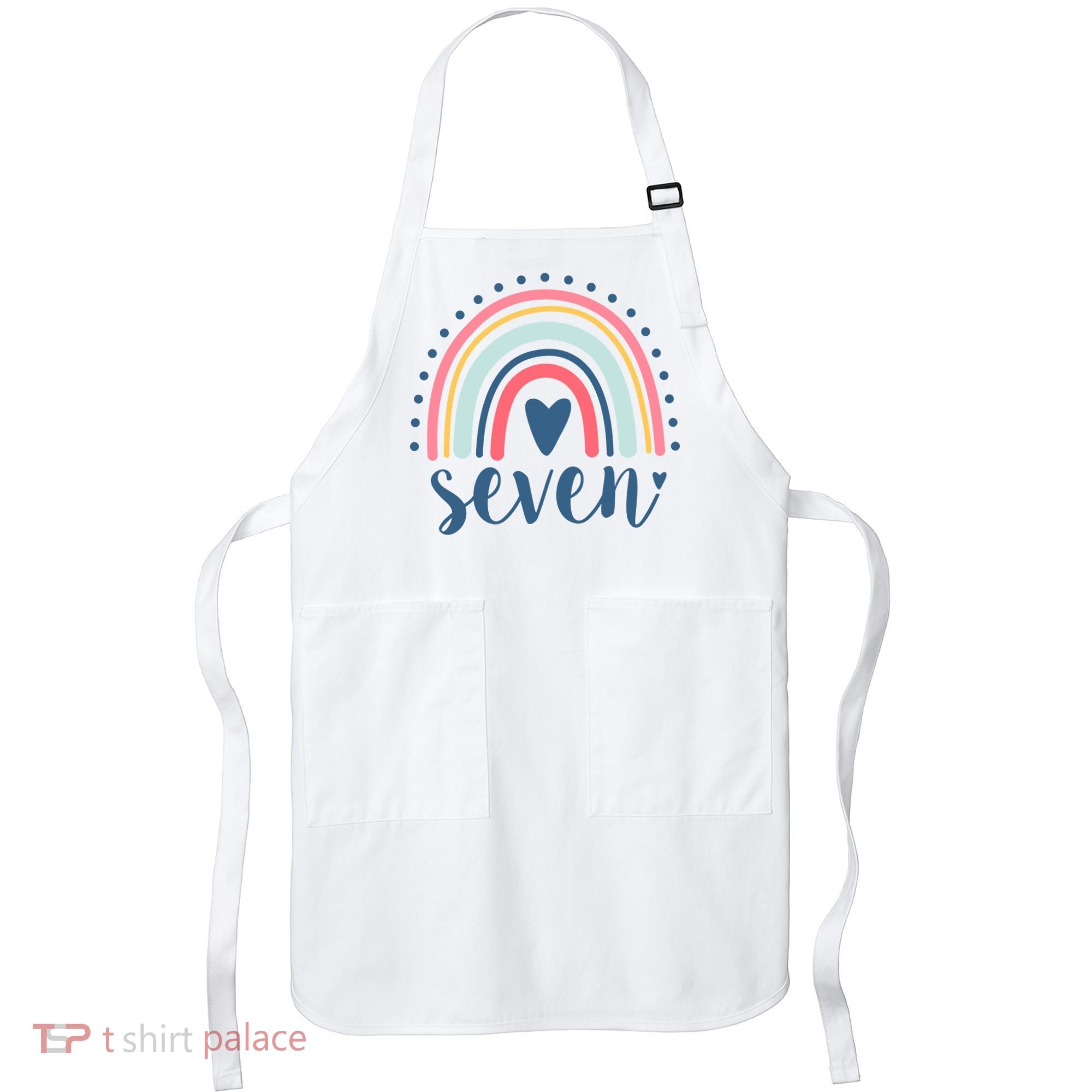 7th Birthday Rainbow Seven Year Old Cute Apron