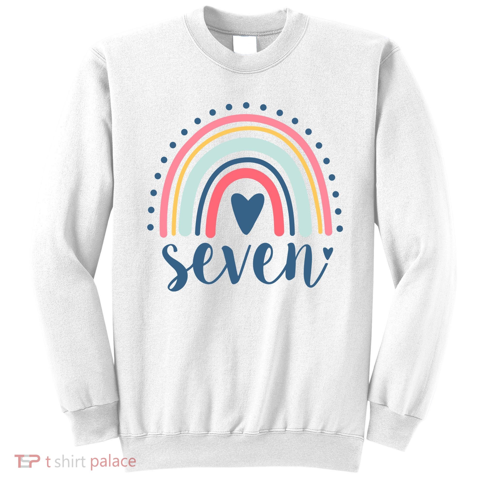 7th Birthday Rainbow Seven Year Old Cute Sweatshirt
