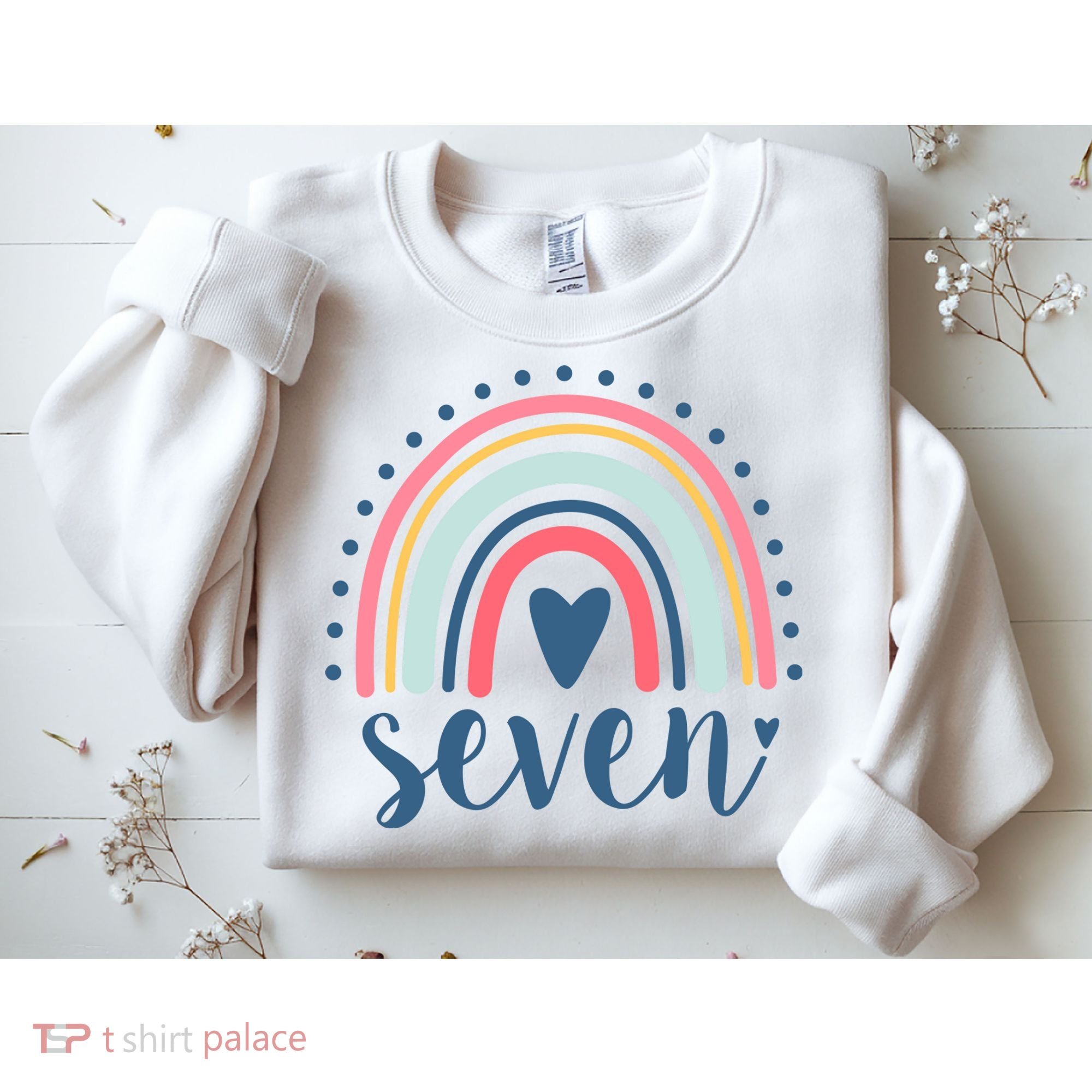 7th Birthday Rainbow Seven Year Old Cute Sweatshirt