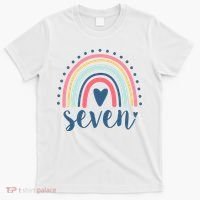 7th Birthday Rainbow Seven Year Old Cute T-Shirt thumb 0