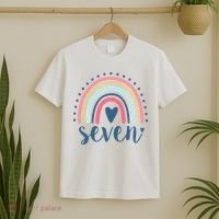 7th Birthday Rainbow Seven Year Old Cute T-Shirt thumb 2