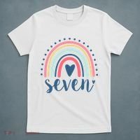 7th Birthday Rainbow Seven Year Old Cute T-Shirt thumb 5