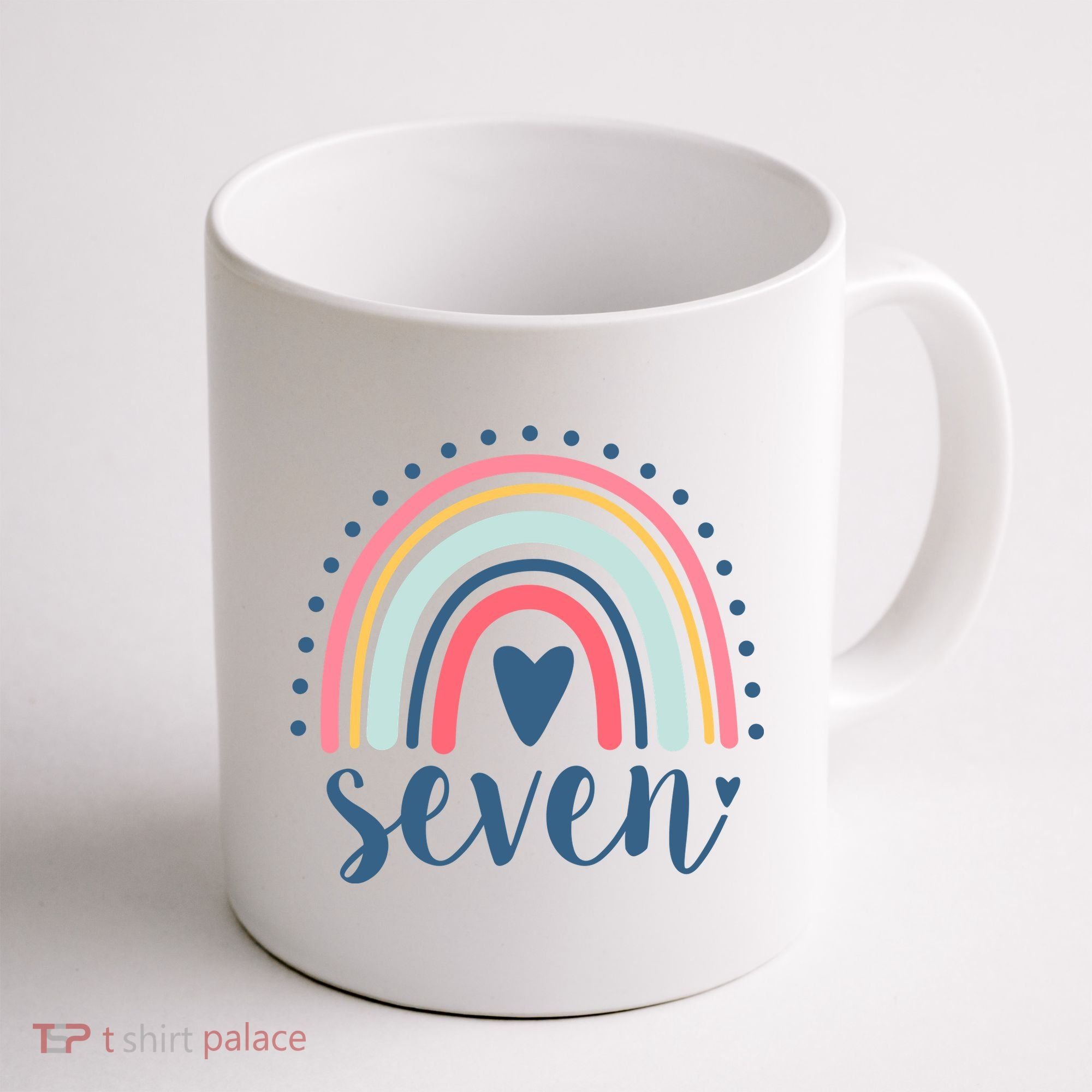 7th Birthday Rainbow Seven Year Old Cute Coffee Mug